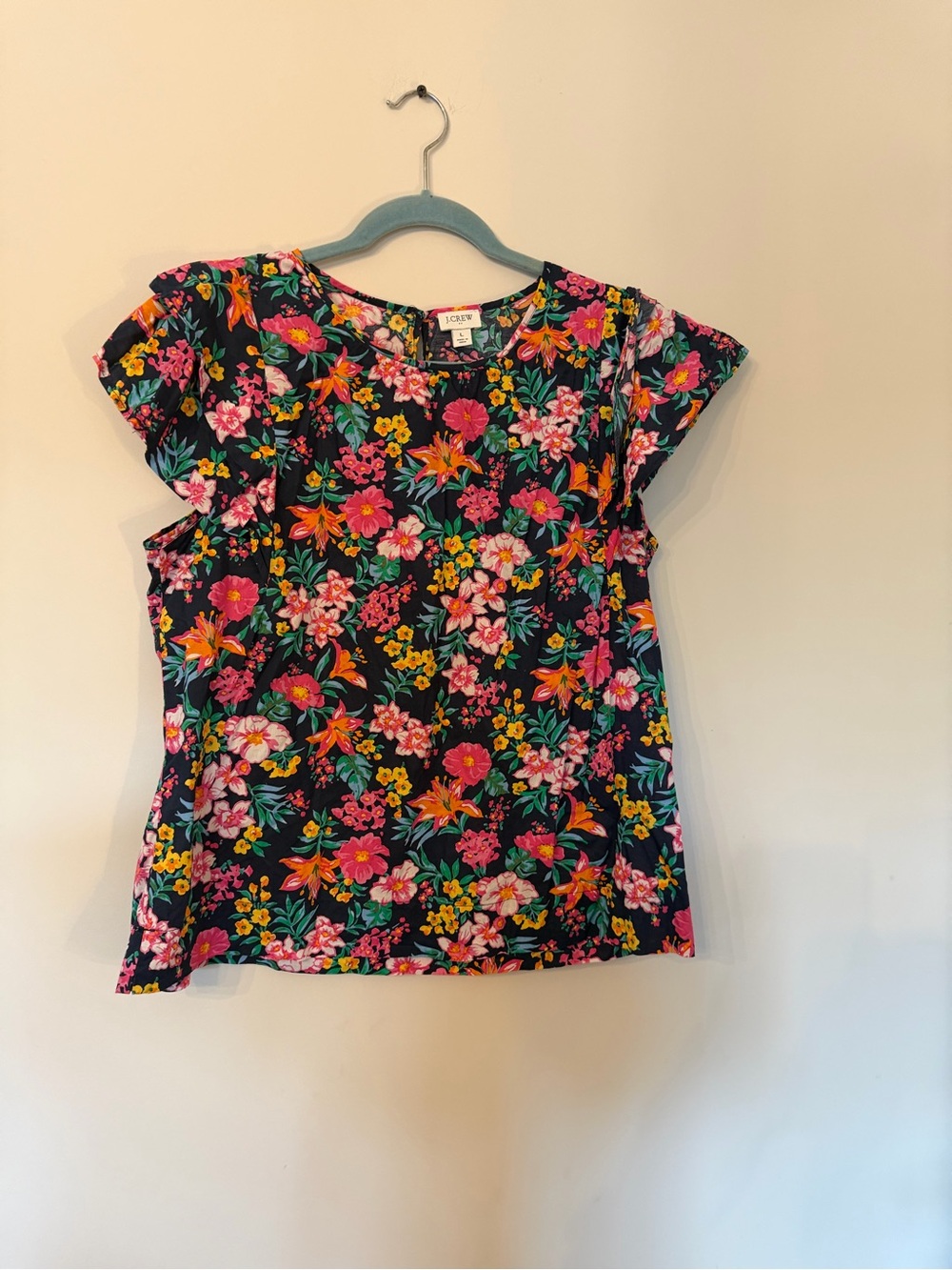 Floral tropical preppy summer top size large